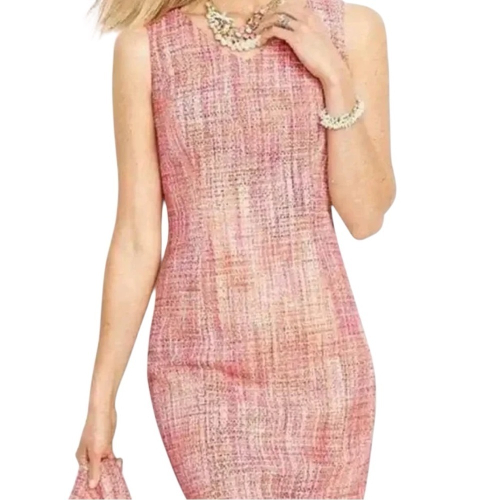 Talbots Pink And Orange Tweed Sleeveless Dress